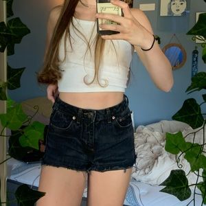 Black jean shorts